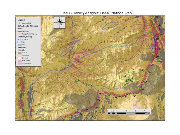 Figure 6: Final draft of suitability analysis in DENA for the 2013 season.