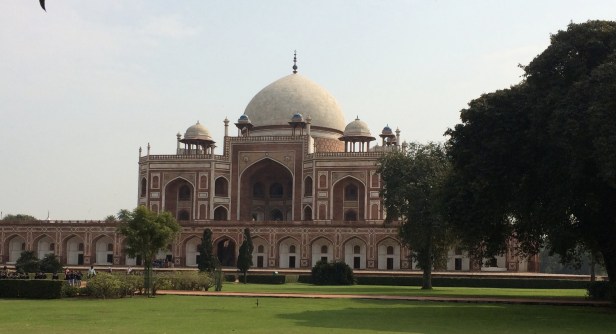 Emperor Humayan’s tomb of red sandstone and white marble.
