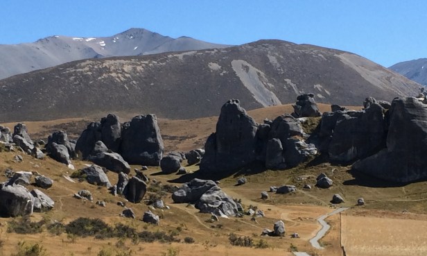 Weathered soft limestone monoliths look like sculptures.