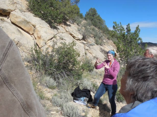 One of the hikes led us down the Dakota Hogback into the Cretaceous shales and limestones underlying Cañon City. I probably stopped everyone to talk about ripples on bedding surfaces of the Dakota Sandstone… (Photo Courtesy of Cindy Smith).