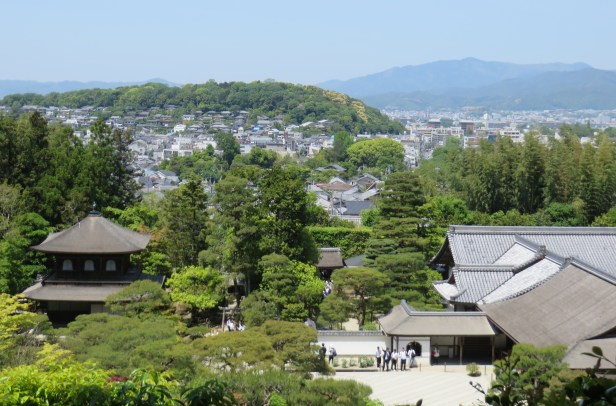 The Ginkaku-ji Temple grounds (foreground) were established in 1482. 