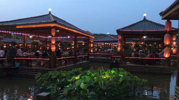 We  topped off a busy day with a nice dinner on a lakeshore pavilion.