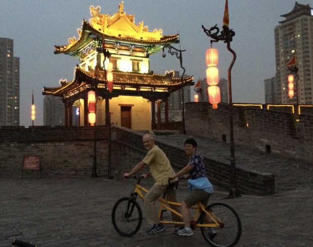 China is a mix of old and new. Inside the 500 year old massive city walls, there are no huge high rise buildings, which helps preserve the feeling of the old. We biked on top of the wall for the entire 14 km circumference seeing very few other riders or pedestrians, an experience to remember.