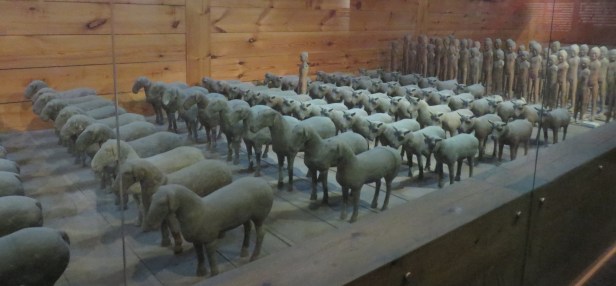 Emperor Jingdi’s tomb is surrounded by small warriors and a variety of animals (here shown in the museum).