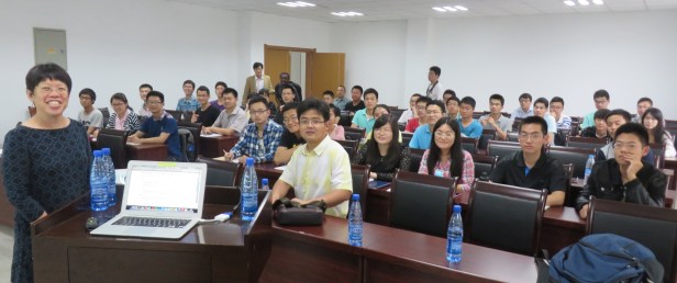 The students were very interested in US graduate schools and application processes.  The female students also wanted to know what the opportunities and challenges are for women scientists in America, and wanted to know my personal history.
