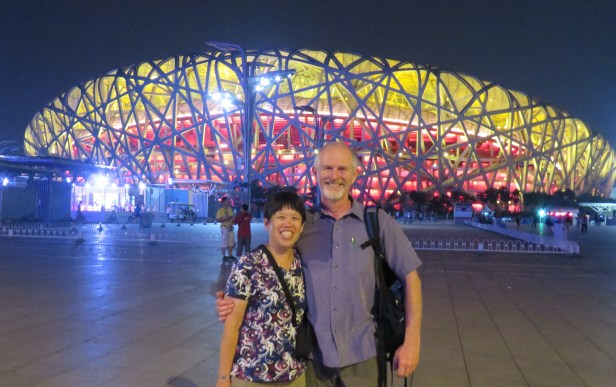 On a warm June evening we saw the famed “bird nest” stadium constructed for Beijing’s 2008 summer Olympics.
