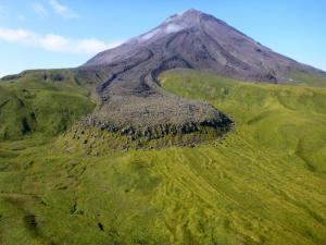 The Kanaga Volcano, on the Aleutian Islands in Alaska, captured during Western Aleutian field work in September 2015. Credit: Michelle Coombs and the Alaska Volcano Observatory/U.S. Geological Survey