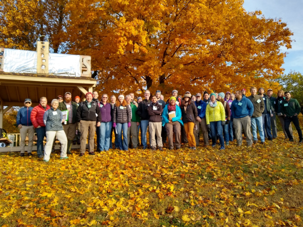 Figure 3. Stop 1. Martinsville City Park (Jimmy Nash Park). Kirk Bryan field trip participants.