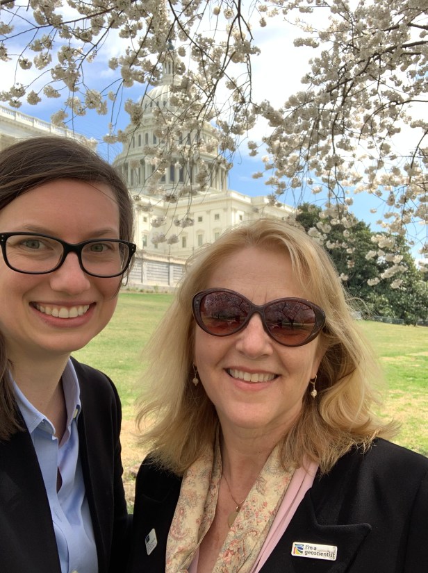 GSA’s Laura Szymanski and Monica Gown following meeting on Capitol Hill to discuss geoscience funding and appropriation bills.
