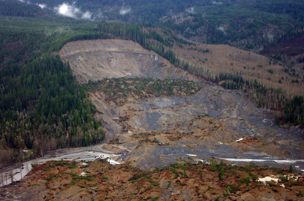 he U.S. Geological Survey captured the upper parts of the landslide in Oso, Wash., in an aerial survey taken five days after this natural disaster killed 41 people. Credit: Jonathan Godt, USGS